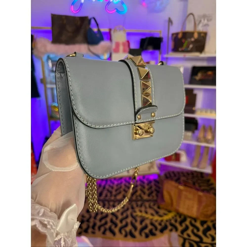 Valentino Garavani Rock Stud Blue Gray Crossbody/Shoulder 2 way Bag